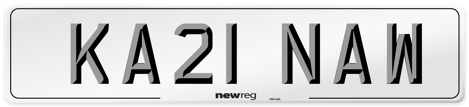 KA21 NAW Number Plate from New Reg